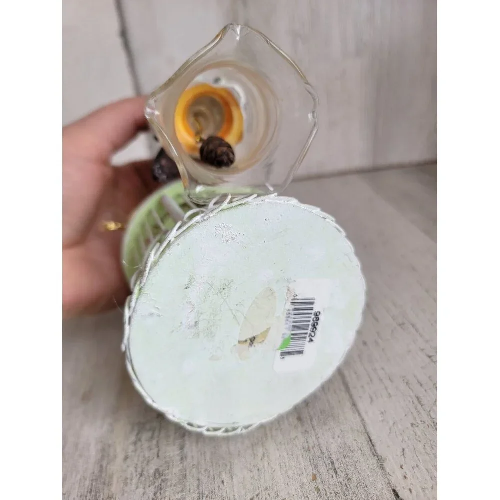 Vintage bird bell cage pinecone ornament Xmas set woods‎